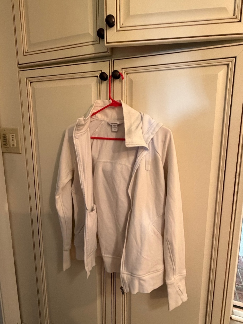 White Full Zip Hooded Athletic Jacket